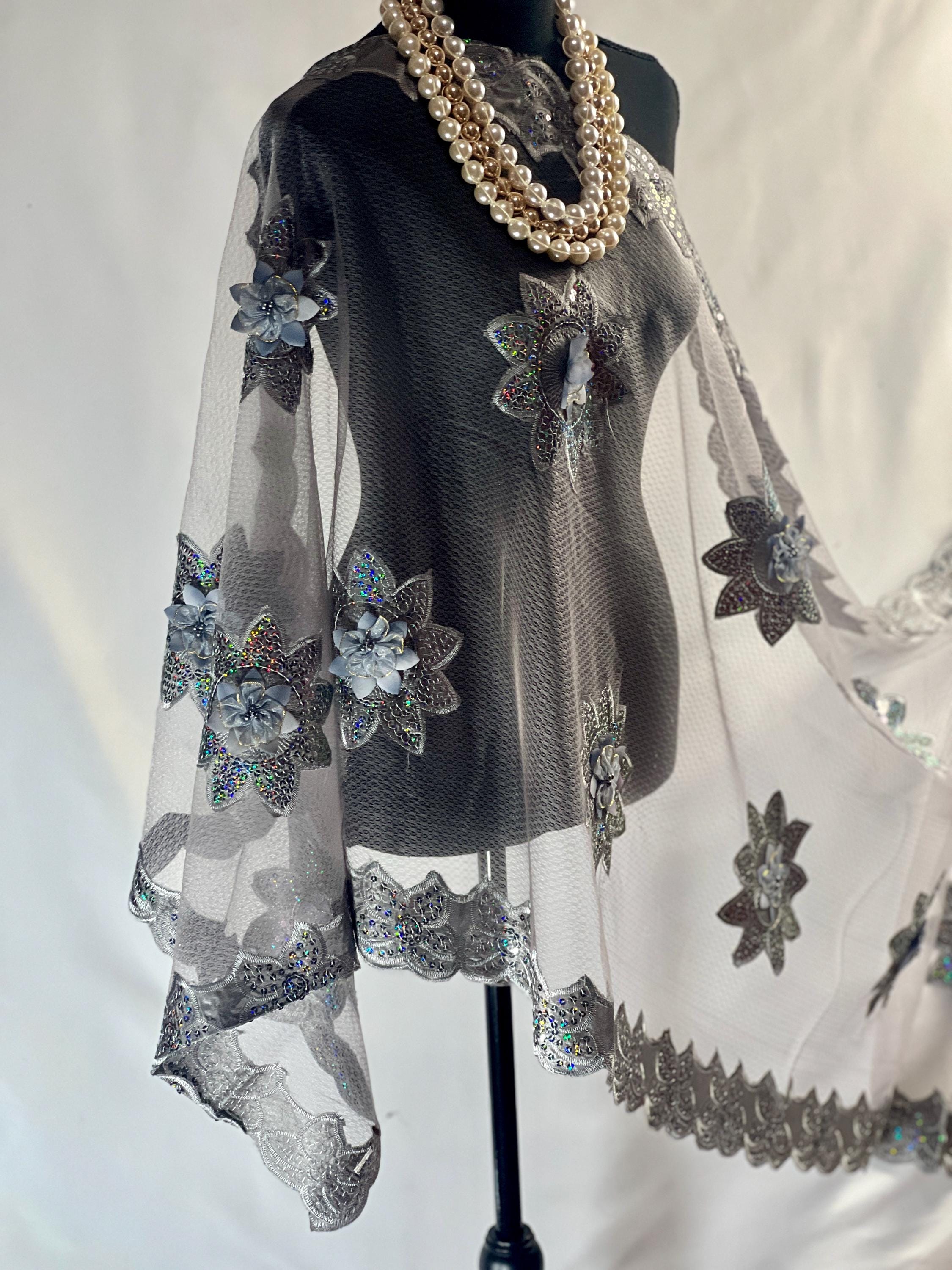 Silver Formal Shawl - Etsy