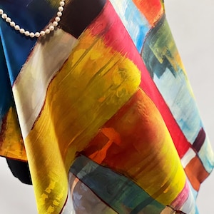 Walk in the rain Double-Sided Square Silky Scarf – Wearable Art Scarf, Reversible Iconic Artwork by Legendary Artists, 27&quot;x27&quot; (70x70cm)