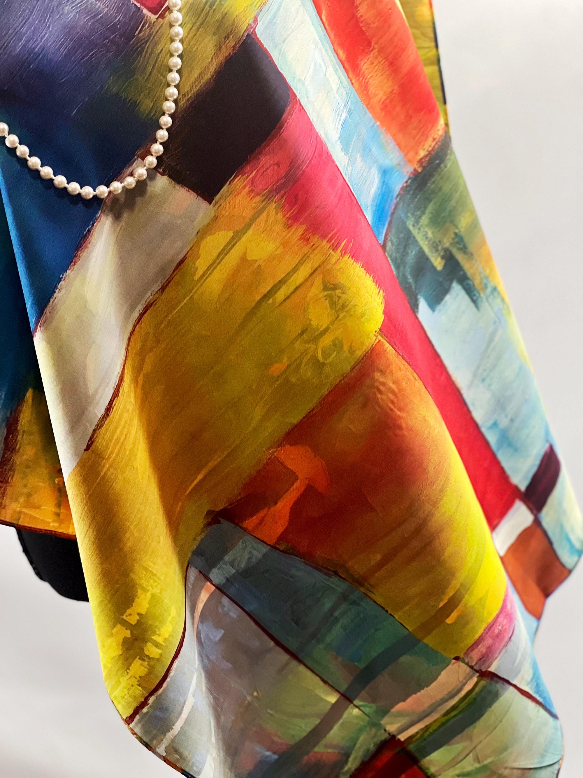Double-Sided Art Scarf: Cashmere-Feel, Iconic Artist Design (29x72 in)