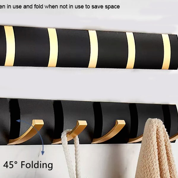 Coat Hooks for Wall Coat Rack Hanger with Foldable hook Towel Rail Hat keys Umbrella Racks for Hallway Kitchen Bathroom 1_8 Hook Modern