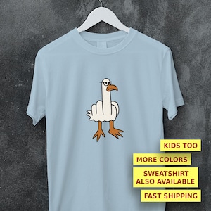 Camiseta unisex divertida con diseño de pájaro enojado y gaviota de dibujos animados groseros. Camiseta de algodón. Unisex, Bella+Canvas, camiseta juvenil, sudadera. Envío rápido.