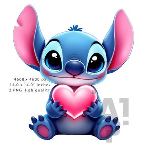 PNG Cute Clipart Stitch, Kawaii Cartoon Image, Digital design PNG file for sublimation, High Resolution, Instant Digital PNG Download, Art