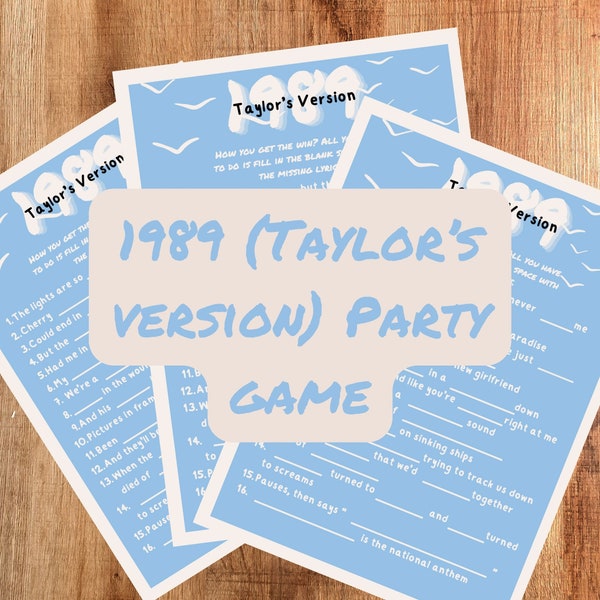 1989 Taylor's Version Release Party Game I Taylor Swift Lyrics Game