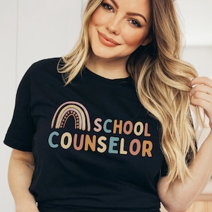 Boho Rainbow School Counselor Shirt, Gift for School Counselor, School Counselor Tee, Graduation Gift, Mental Health Shirt, Teacher Shirt