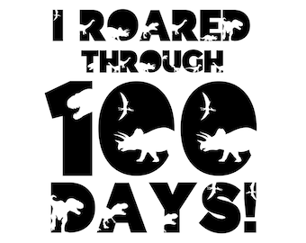 SVG de dinossauro para o 100º dia de aula | Design para camiseta infantil (Download digital)