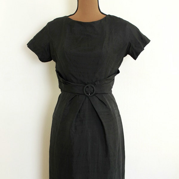 1960s Henry Lee, Silk, Little black wiggle dress