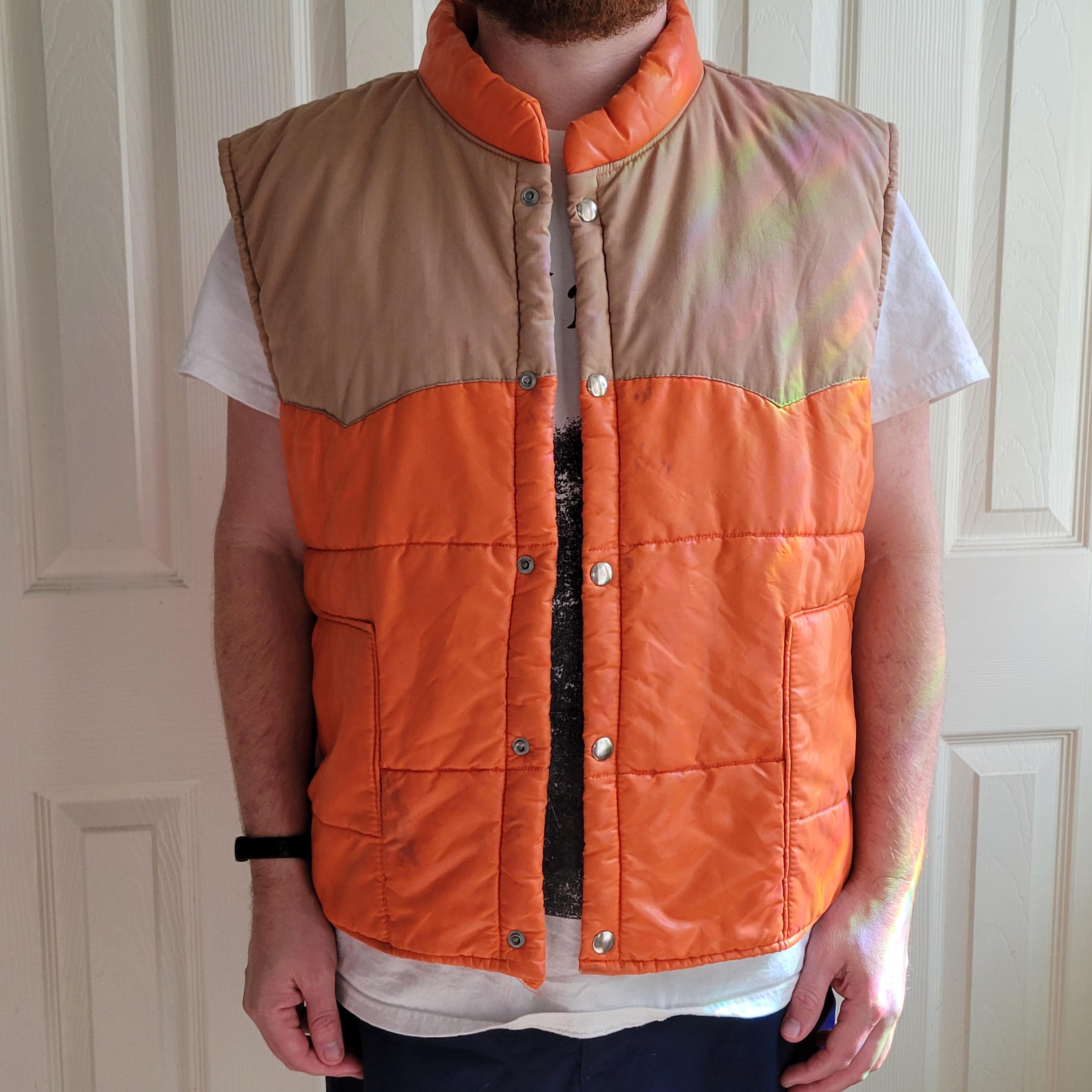 Vintage Orange Puffer Vest - Etsy