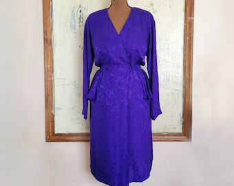 Vintage púrpura seda Adrianna Papéll Wrap vestido tamaño 10