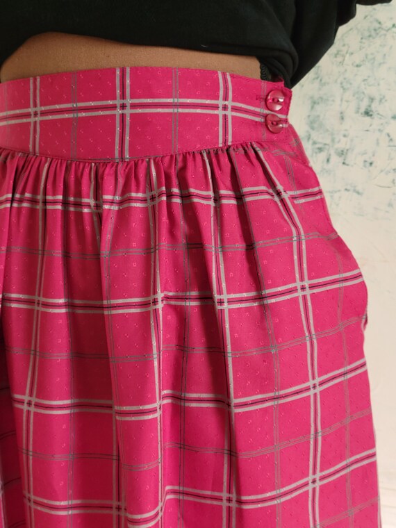 Vintage 1980s "College Town" Plaid Midi Skirt - image 3