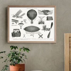Vintage Hot Air Balloon Print, Vintage Print, Digital Download, Gallery Wall,  Art Wall, Wall Art,  Nursery Art, Home Decor