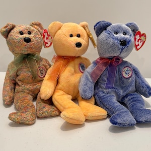 Ty Beanie Baby - Speckles, Periwinkle, Sunny - Retired - FREE Cards with purchase