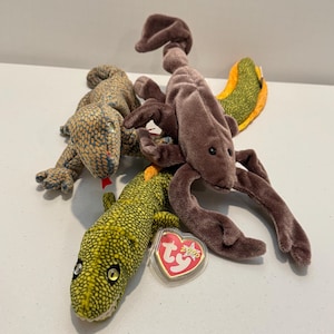 Stinger Scorpion, Morrie the Eel, Scaly the Lizard - Retired Ty Beanie Babies - FREE Cards w/purchase!