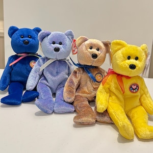 Clubby Beanie Baby Bear, Clubby ll Bear, Clubby lll Bear, Tradee Bear - Retired - FREE Cards with purchase