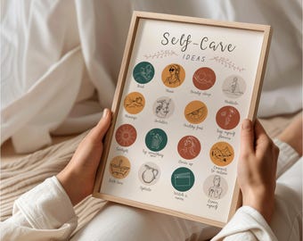 Self Care Ideas, Self Care Digital Poster, Self Love, Mental Health, School Counselor Office Wall Decor, Therapist, Therapy, Wellness Art