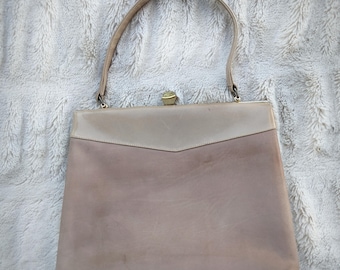 Bolso de mano Leon of California VINTAGE de los años 50 con marco beige en dos tonos