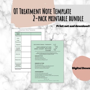 Treatment note template, OT soap, acute care notes, inpatient notes, SOAP note template, chart review template