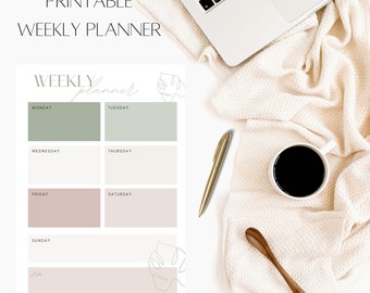 Weekly Planner Printable To Do List, Minimal Weekly Schedule, Weekly Organiser Journal, Weekly Agenda, Week At a Glance,
