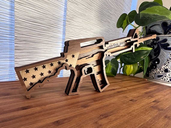 AR wooden decor | New Dad gift | personalized gift | Mancave decor | gun enthusiast | husband gift | dad gift | Father’s Day gift | military