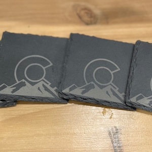 Colorado engraved slate coasters