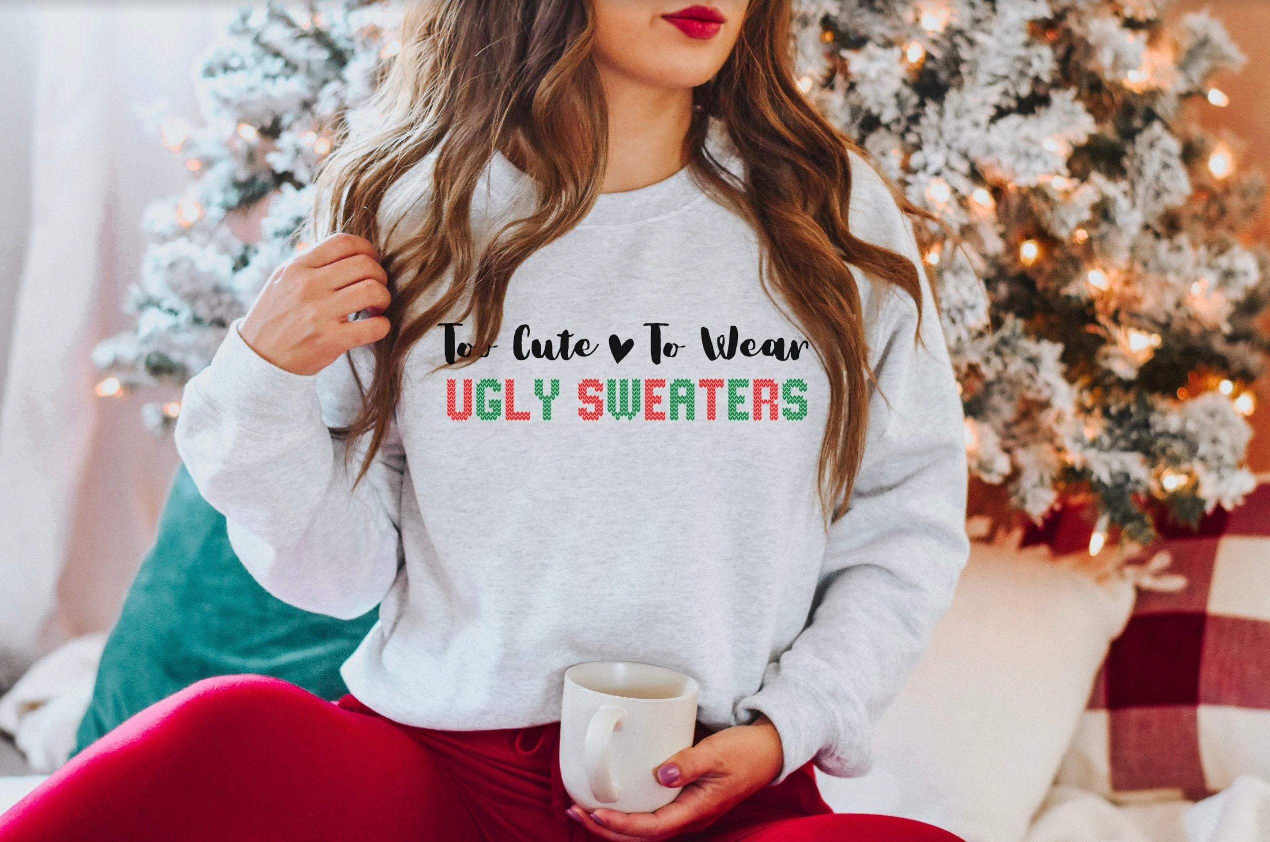 Funny Too Cute to Wear An Ugly Sweater Tumbler, Christmas Tumbler for Women, 20oz Skinny Tumbler from BluChi