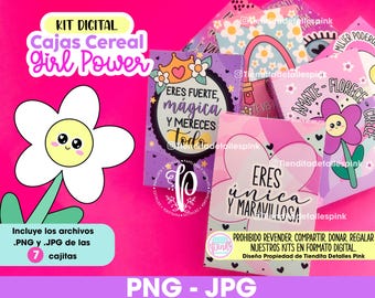Girl Power Cereal Box Template, Feminine Boxes, March 8