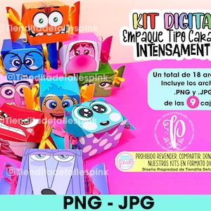 Szablon pudełka na cukierki, pudełka dla dzieci, szczęśliwy dzień dziecka, inside out