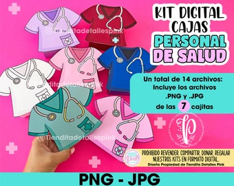 Template Caja Personal de Salud, Box medicine, Caja Nurse, Nurse Day