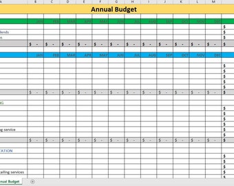 Annual Budget Spreadsheet| Budget Spreadsheet| Excel Sheets Budget Template
