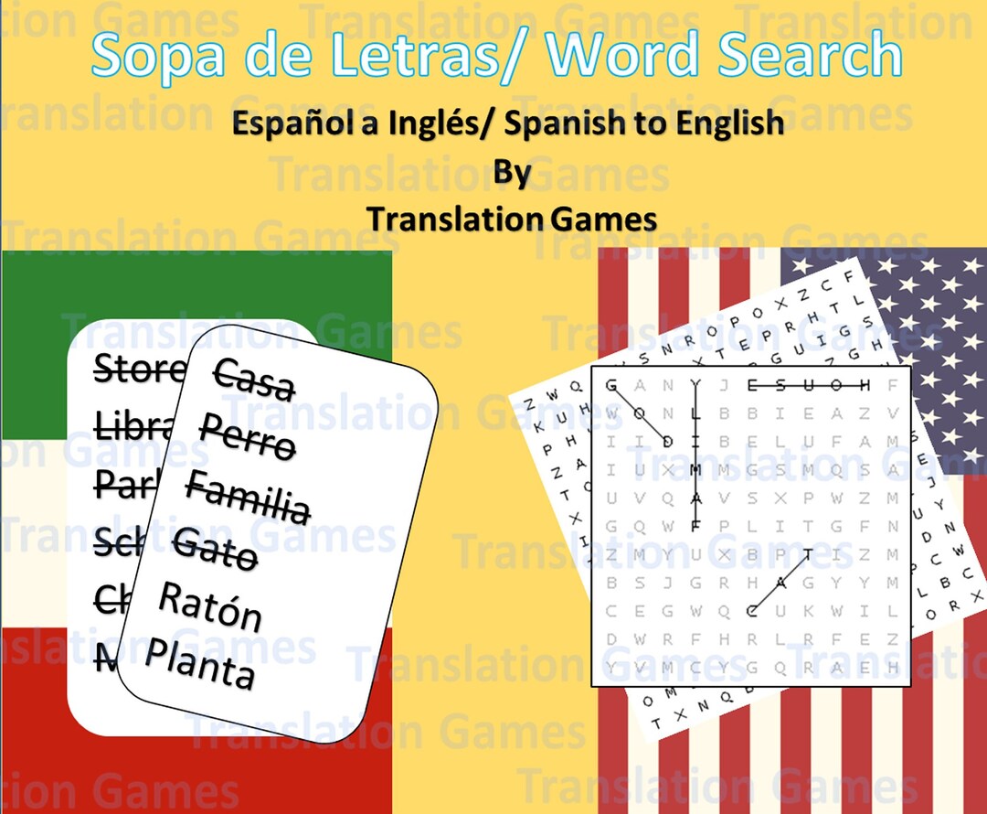 Spanish to English Translation Game Printable/ Juego De Traducción De