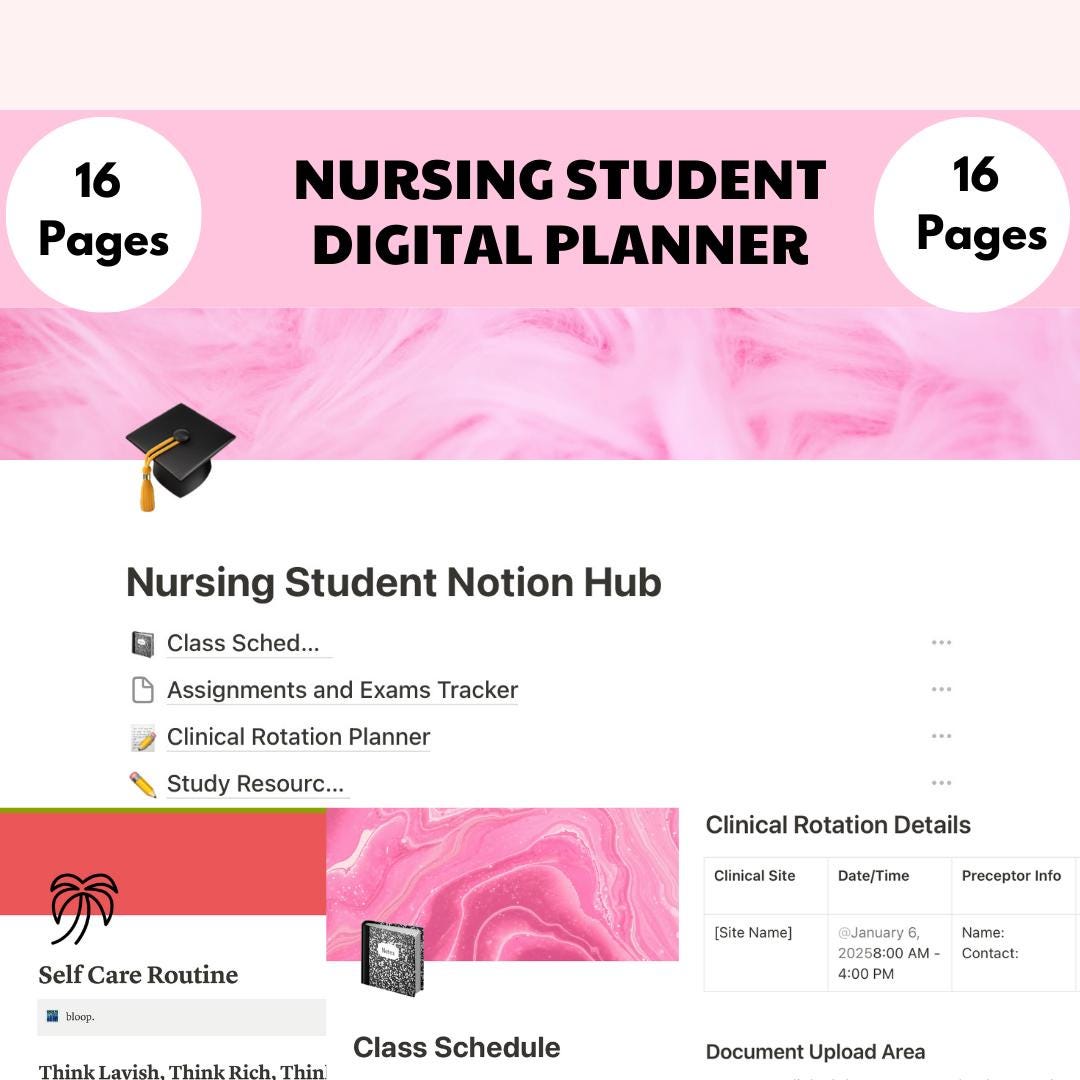 Nursing Student Notion Template student Planner digital Planner college Nursing Student Notion Template student Planner digital Planner college