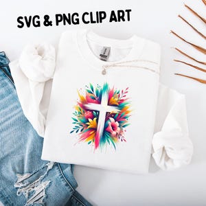 Imágenes prediseñadas de cruz cristiana, arte de Jesús, arte de sublimación para camisetas, gráficos de Pascua cristiana, feliz Pascua PNG, diseño de camisetas de Pascua, uso comercial