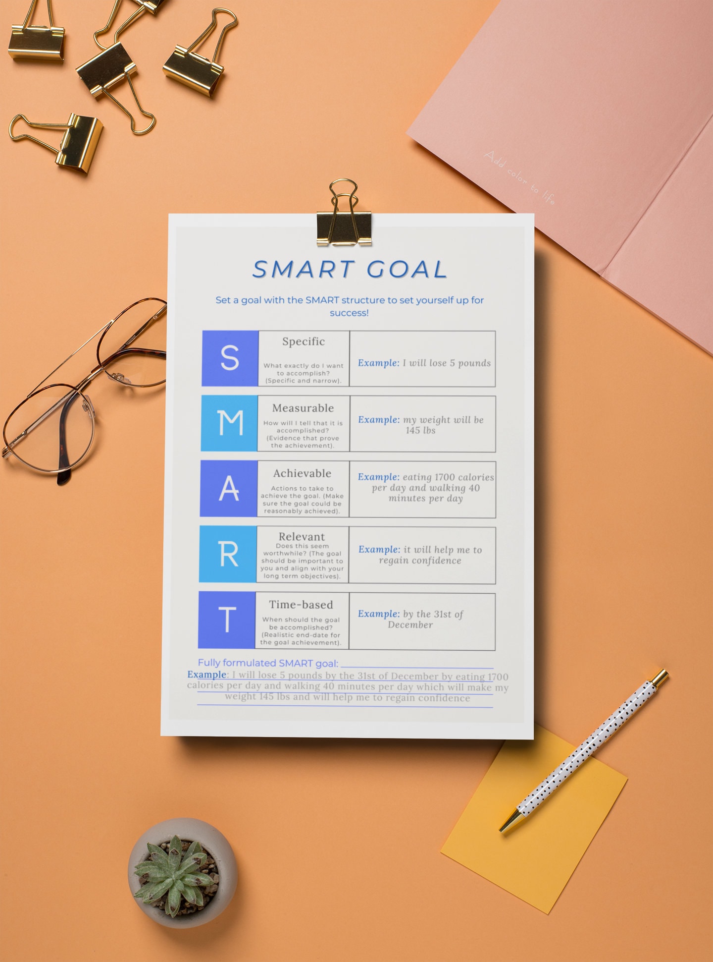SMART Goal Setting Worksheet - Etsy