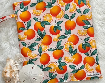 Wet bag- orange blossom pool bag, swim suit bag, waterproof lined zipper bag