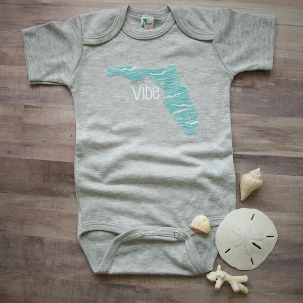 Baby boy Florida 'Vibe' bodysuit, fabric appliqué, matching family tee