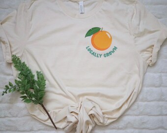 Orange blossom shirt, locally grown Florida t shirt, women’s orange fruit t shirt