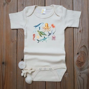 Sea animal baby bodysuit, cute animal bodysuit, baby shower gift