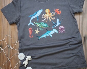Kid’s sea animal t shirt, ocean friends shirt