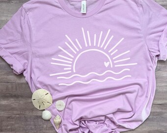 Sunshine T Shirt, Cute Sunshine and Waves Shirt, Womens