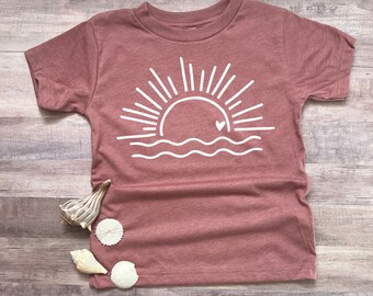 Kid’s sunshine and waves t-shirt, cute sunshine shirt, kids beach shirt