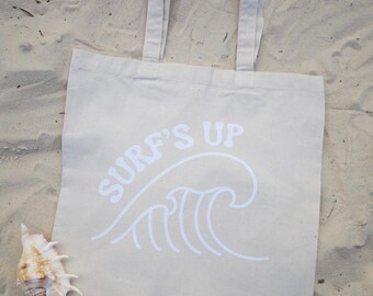 Canvas tote bag, 'Surf’s Up' bag, beach tote