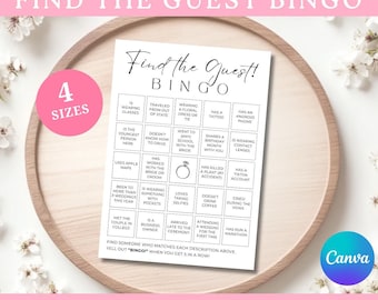 Find The Guest Wedding Bingo Game: Printable Canva Template (Digital Download)