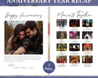Anniversary Year Recap Photo Collage: Canva Template (Digital Download)