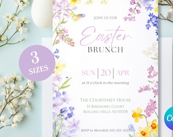 Easter Brunch Invitation Template | Canva Template, Easter Brunch Invite, Mobile Invite, Editable Template, Digital Invite, Afternoon Tea