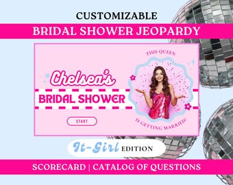 It-Girl Bridal Shower Jeopardy Game | Canva Template Editable Presentation, Digital Bridal Shower Party Games, Bride Trivia Game Party