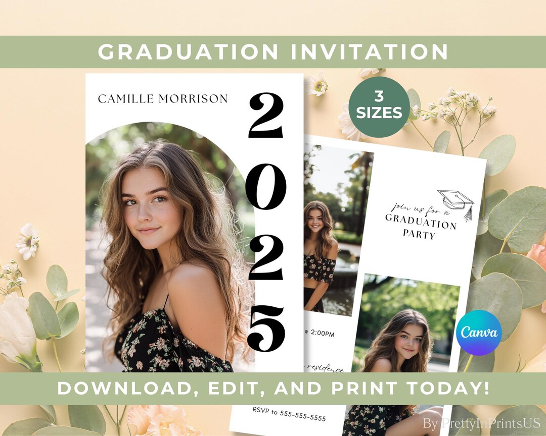 Class of 2025 Graduation Invitation Template: Minimalist Canva Invite ...