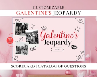 Juego de Jeopardy de Galentine: Fiesta de Noche de Chicas Editable (Plantilla de Canva)
