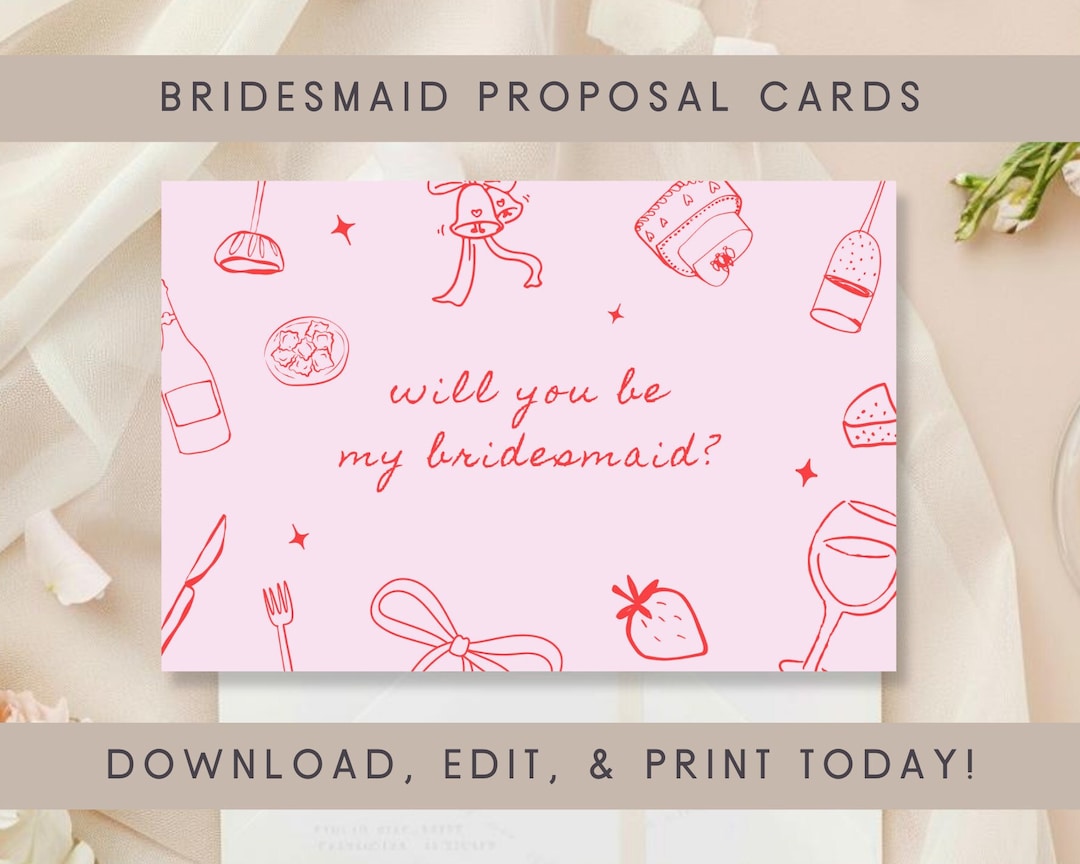 Will You Be My Bridesmaid Card Template Canva Template, Bridesmaid