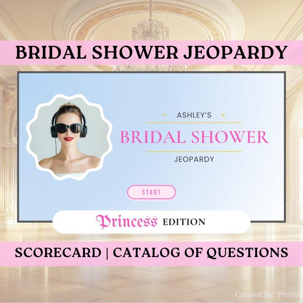 Princess Bridal Shower Jeopardy Game: Editable Canva Template (Digital Download)