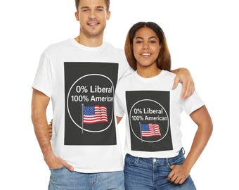 Camiseta unisex de algodón con la bandera estadounidense: 0% liberal
