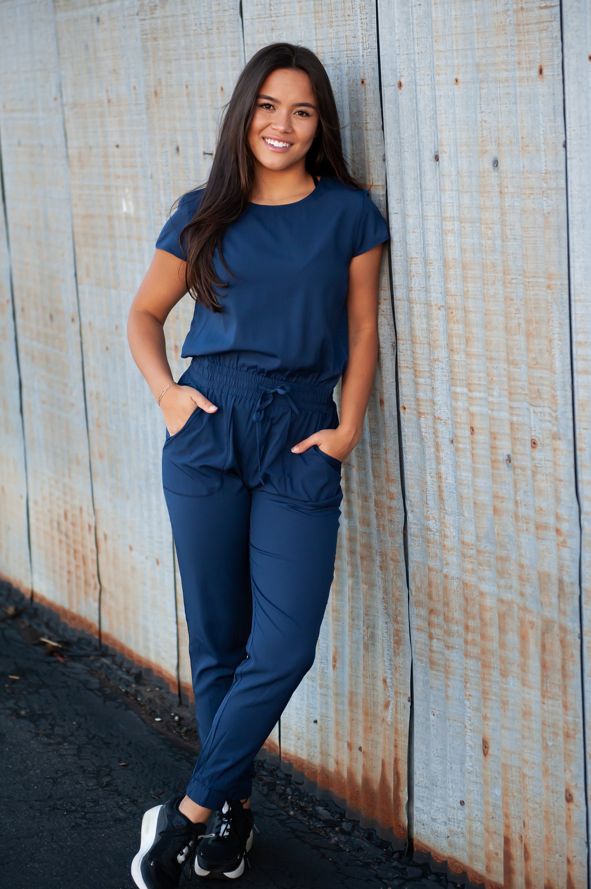 Navy Blue Jumpsuit Scrub Soft Stretch Fabric. Has Zipper at the Crotch for  Bathroom. Also at Www.jocciniscrubs.com -  Canada